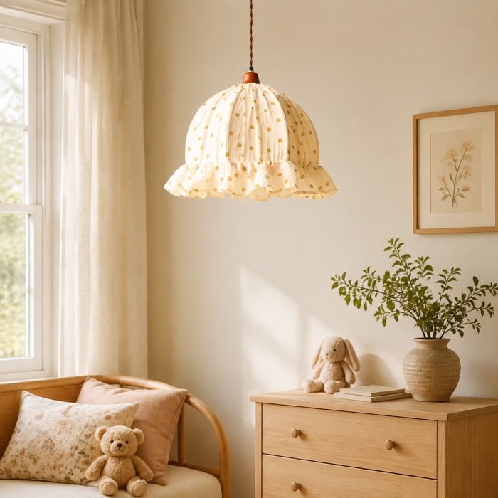Suspension en tissu floral à volants HL4481