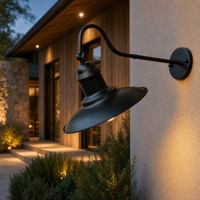 Rustic Adjustable Outdoor Wall Sconce with Bell and Cone Shade Options HL4280