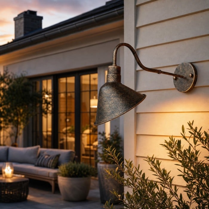 Rustic Adjustable Outdoor Wall Sconce with Bell and Cone Shade Options HL4280