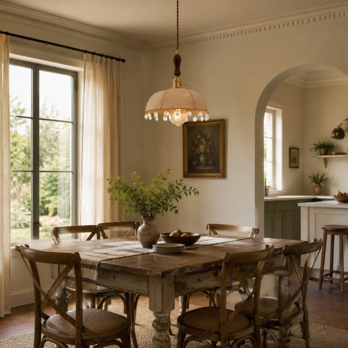 Suspension rustique en cuir avec dôme HL4579