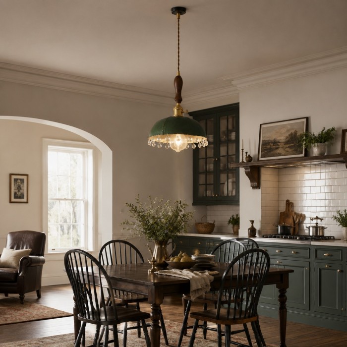 Suspension rustique en cuir avec dôme HL4579