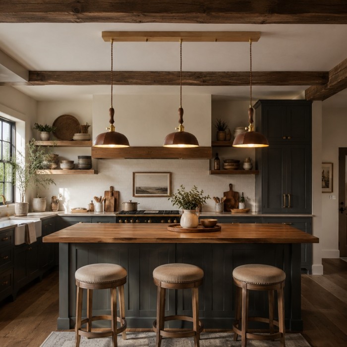 Suspension rustique en cuir avec dôme HL4579