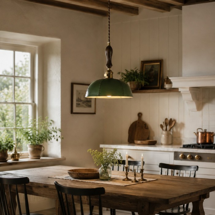 Suspension rustique en cuir avec dôme HL4579