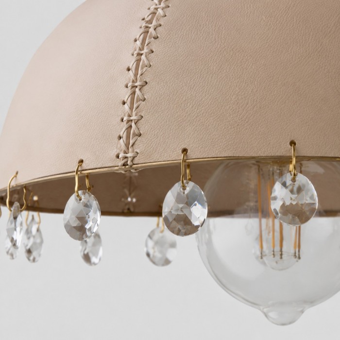 Suspension rustique en cuir avec dôme HL4579