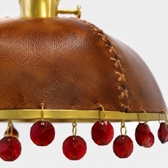 Suspension rustique en cuir avec dôme HL4579