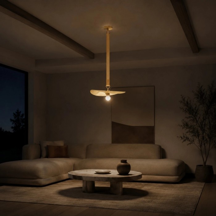 Suspension en laiton sculpté en forme de feuille HL4563