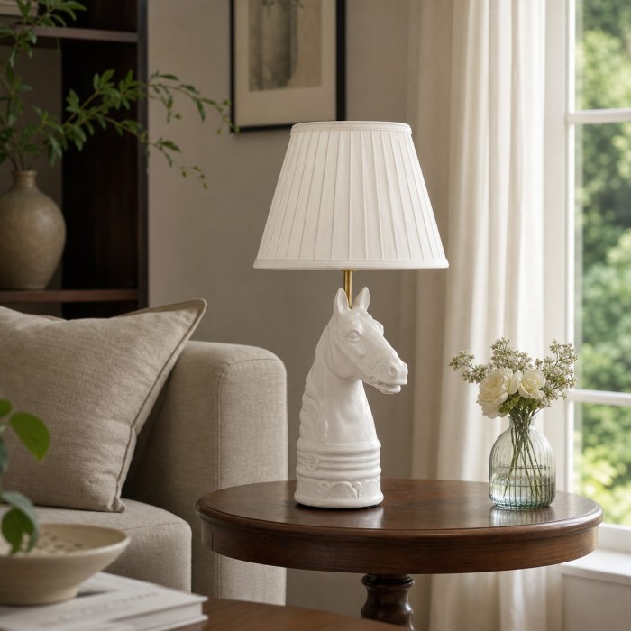Sculpturale tafellamp met paardenhoofd en drukknopschakelaar HL4567