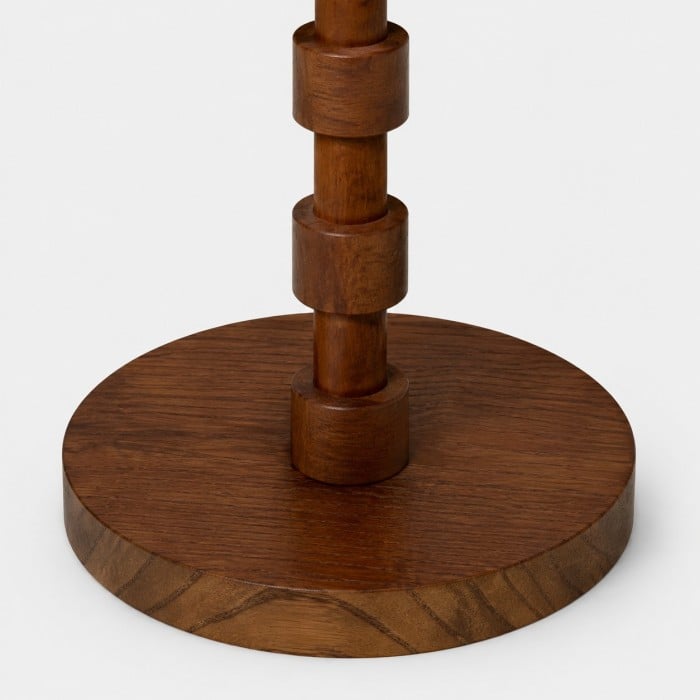 Sculptural Wood Floor Lamp with Patterned Fabric Drum Shade HL4459
