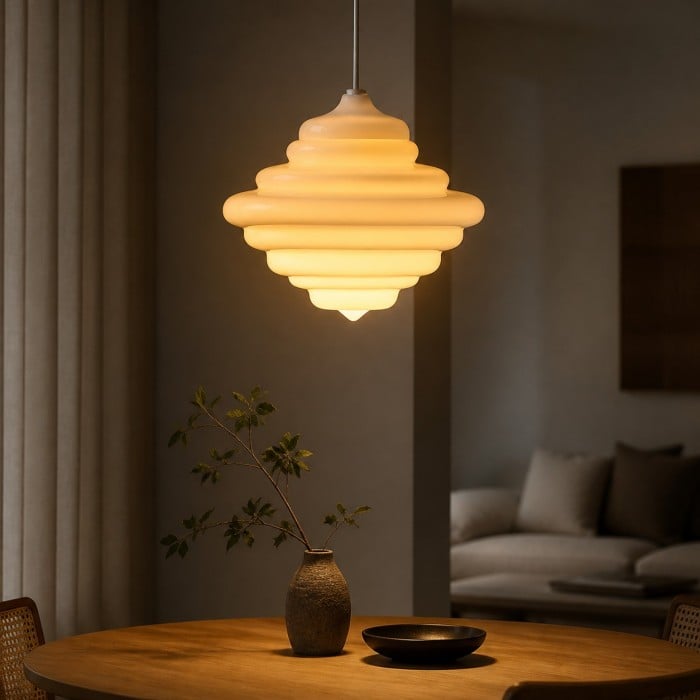 Suspension en verre blanc style spatial HL4535