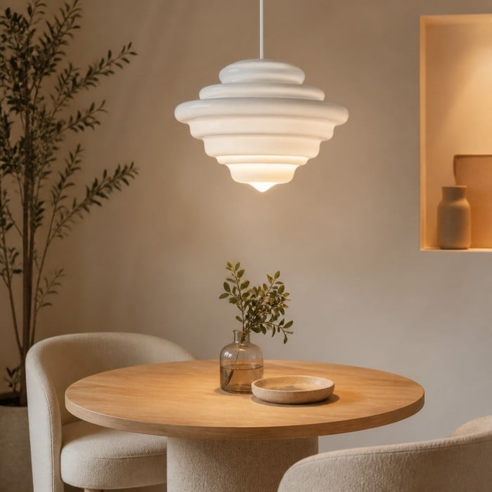 Suspension en verre blanc style spatial HL4535