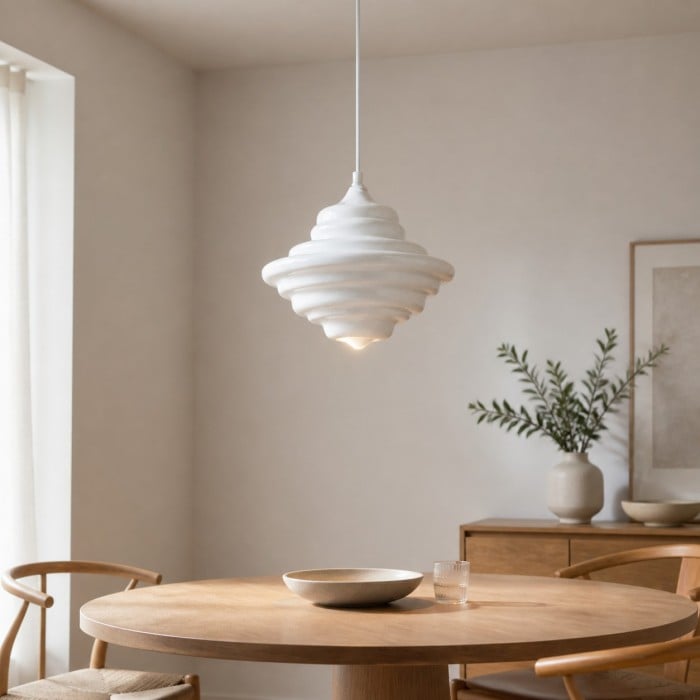 Suspension en verre blanc style spatial HL4535