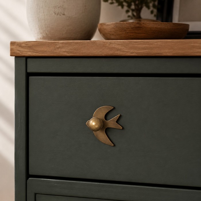 Swallow-Shaped Solid Brass Cabinet Knob HL4613