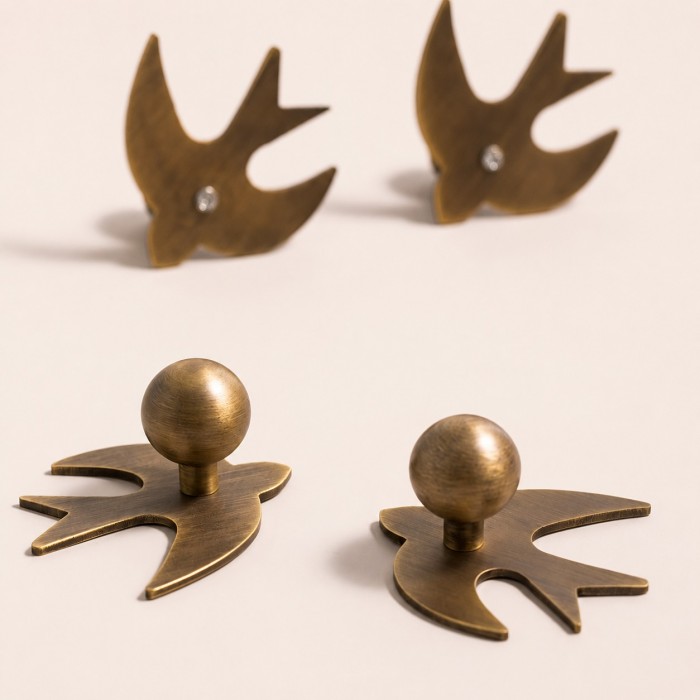 Swallow-Shaped Solid Brass Cabinet Knob HL4613
