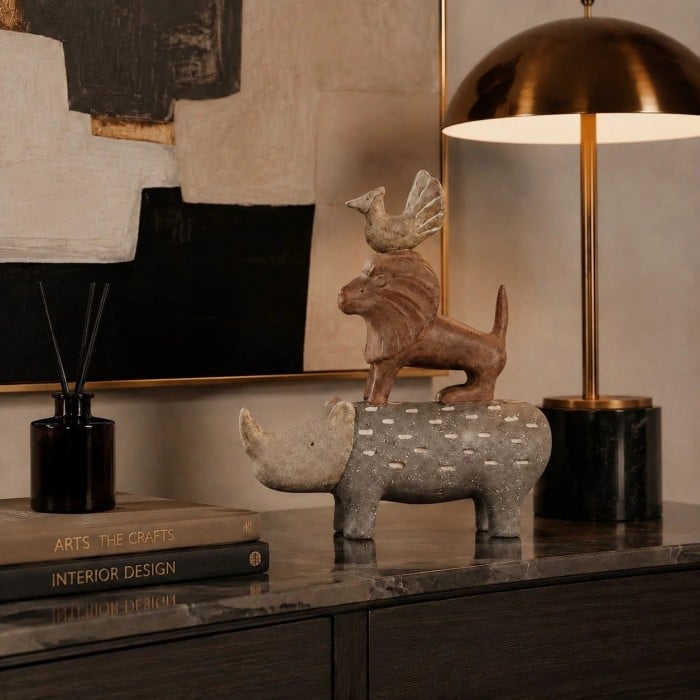 Textured Resin Animal Figurine Shelf Decor HL4614