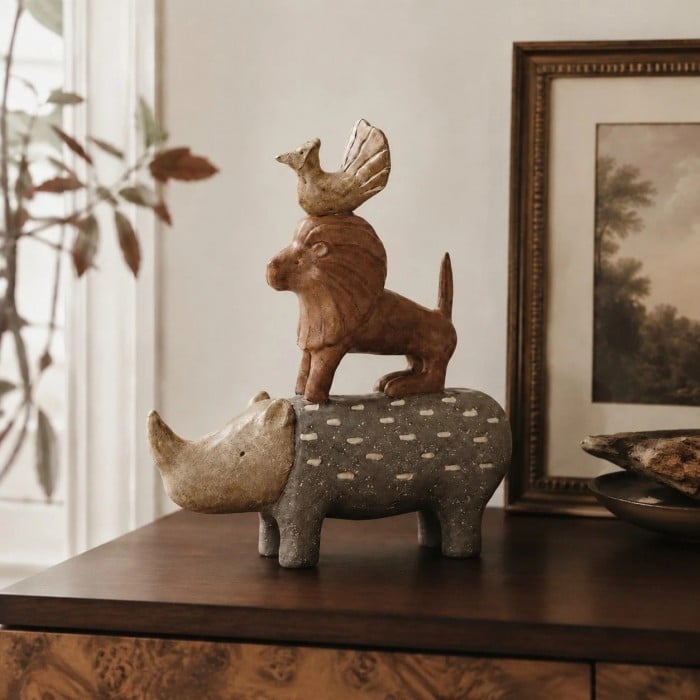 Textured Resin Animal Figurine Shelf Decor HL4614