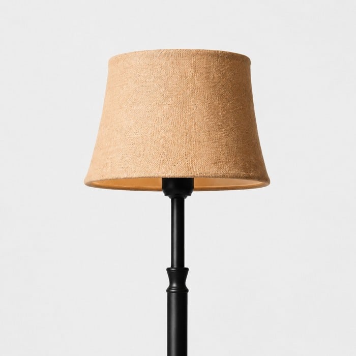 Vintage Black Iron Floor Lamp with Fabric Shade HL4460