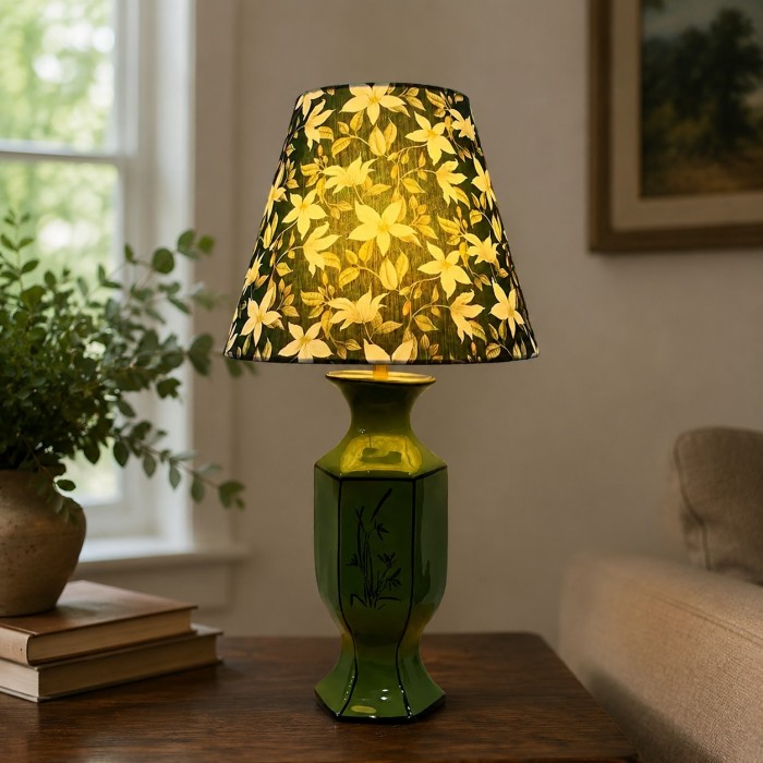Vintage botanische keramische tafellamp HL4199