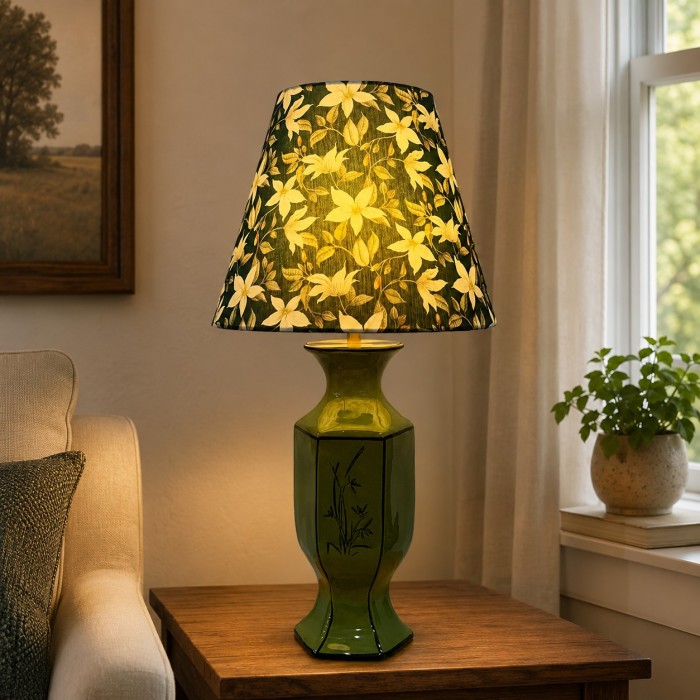 Vintage botanische keramische tafellamp HL4199