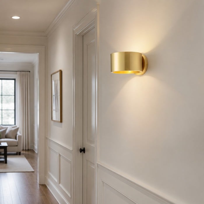 Vintage Brass Cylindrical Wall Sconce HL4253