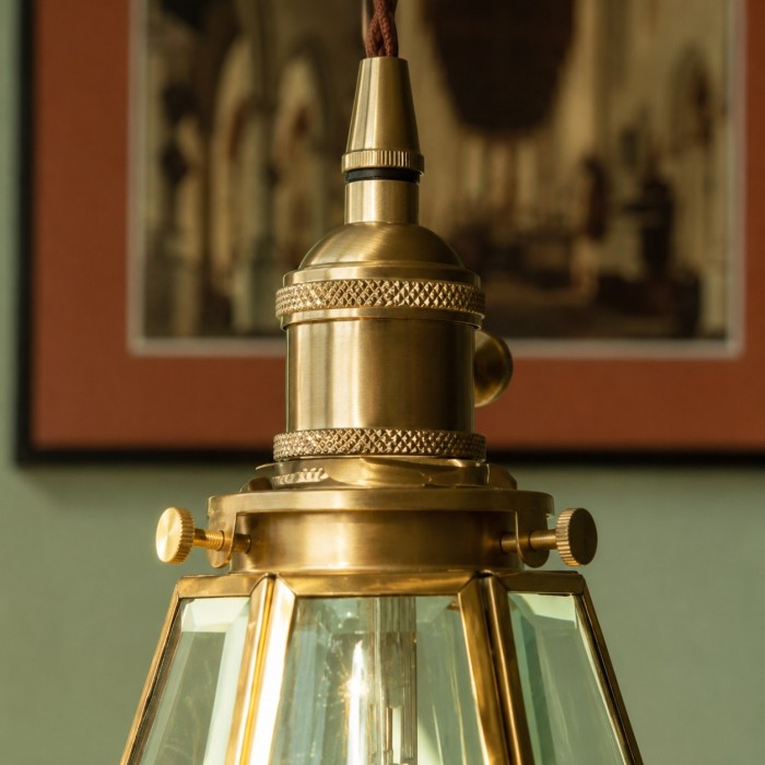 Suspension vintage en laiton et verre HL4517