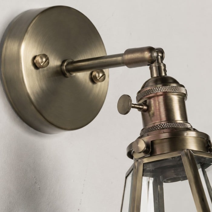 Vintage Brass Glass Wall Sconce HL4390