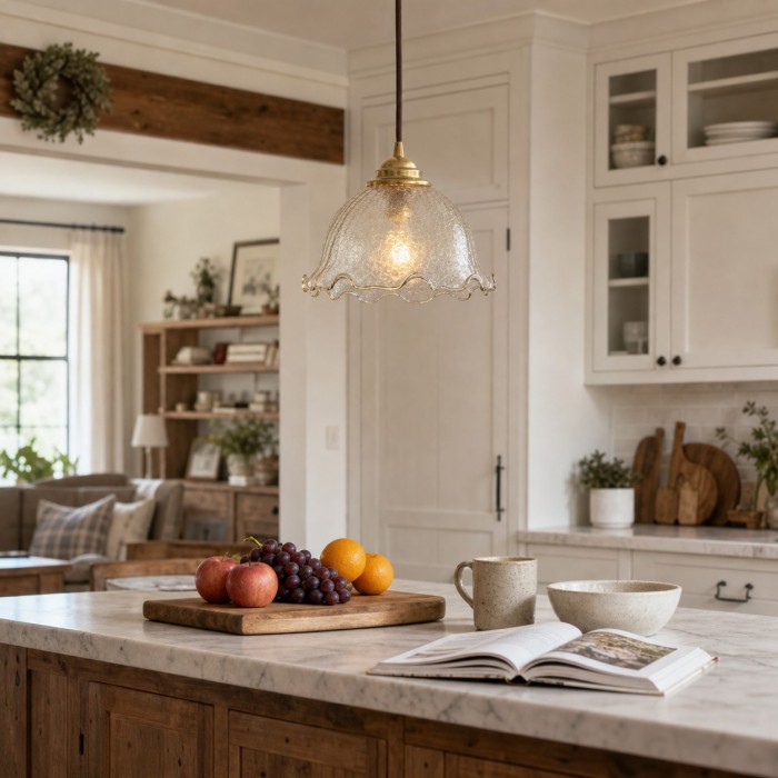 Suspension vintage en laiton avec abat-jour en verre thé HL4289