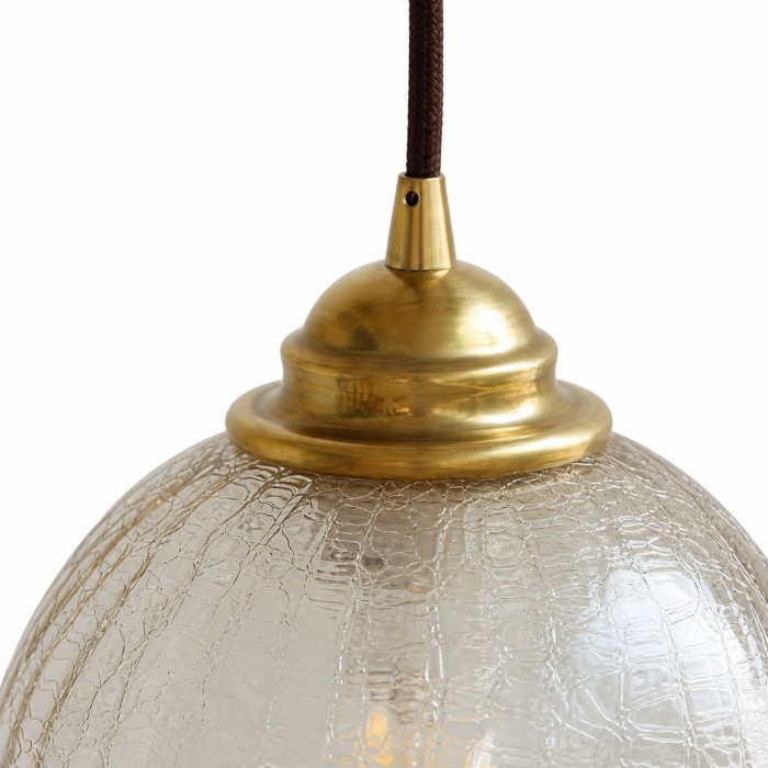 Suspension vintage en laiton avec abat-jour en verre thé HL4289