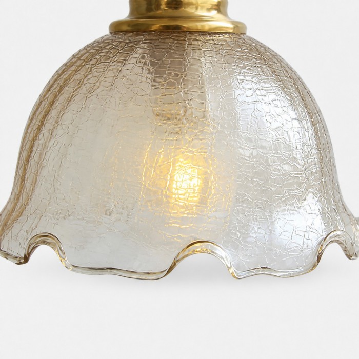 Suspension vintage en laiton avec abat-jour en verre thé HL4289