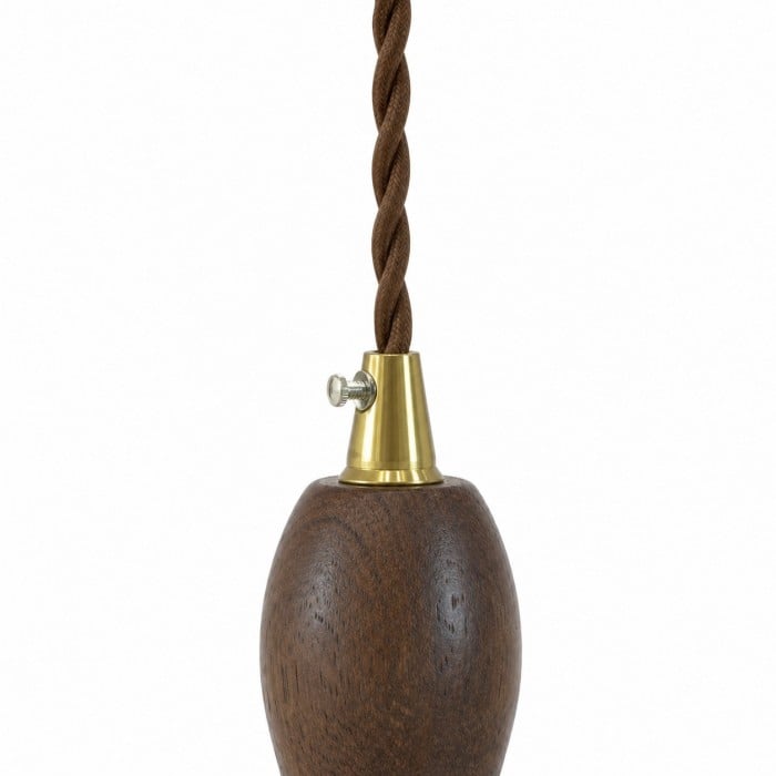 Suspension tambour vintage en cuir marron avec accents en bois HL4518