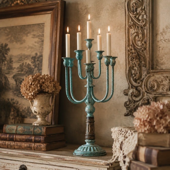 Bougeoirs vintage et candélabres à branches pour intérieurs superposés HL4616