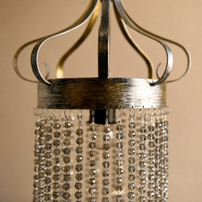 Suspension cylindrique en cristal vintage avec couronne en fer HL4351