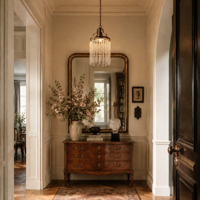 Lustre suspendu vintage à franges de cristal HL4452