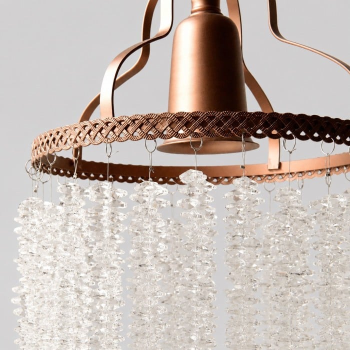 Lustre suspendu vintage à franges de cristal HL4452
