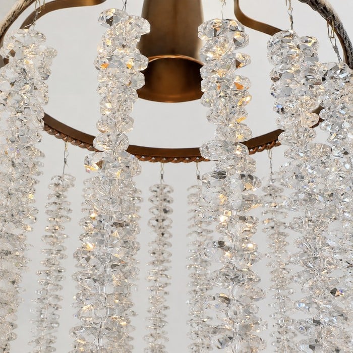 Lustre suspendu vintage à franges de cristal HL4452
