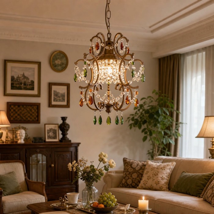 Suspension lanterne en cristal vintage HL4203