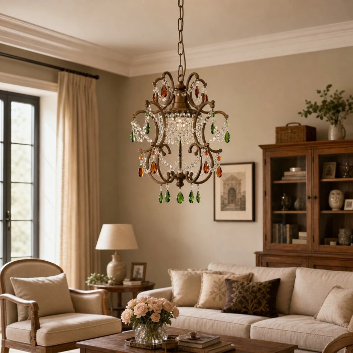 Suspension lanterne en cristal vintage HL4203