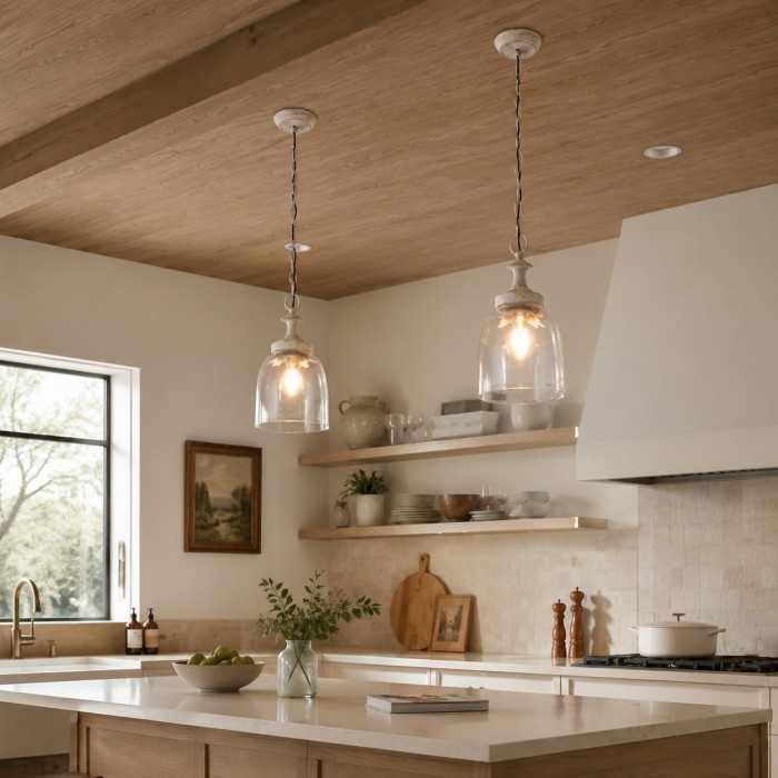 Suspension vintage en verre vieilli en forme de pétale HL4596