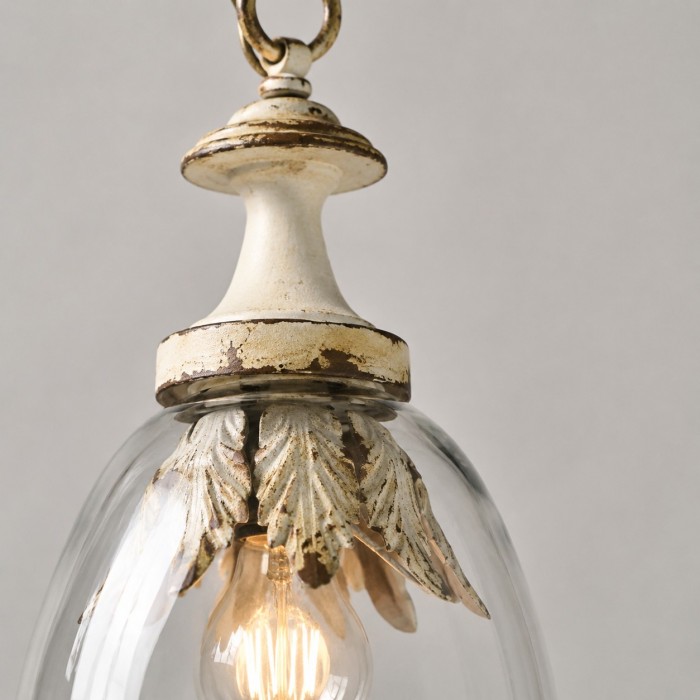 Suspension vintage en verre vieilli en forme de pétale HL4596