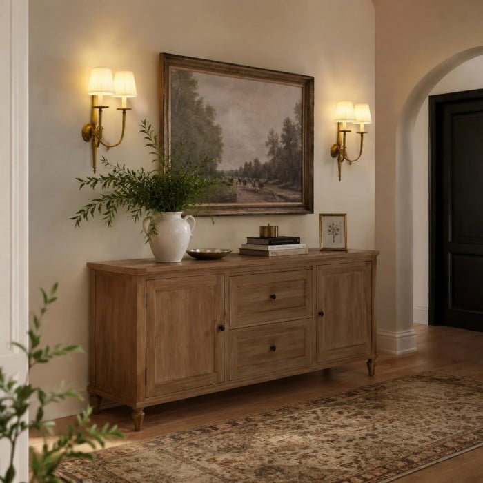 Aplique de pared doble vintage con pantallas plisadas color crema HL4294