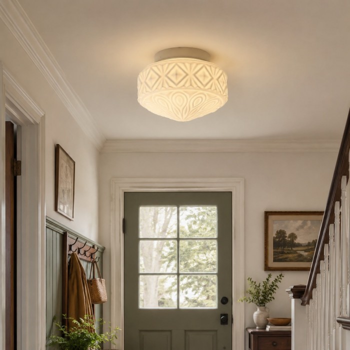 Vintage präglad glastaklampa HL4643