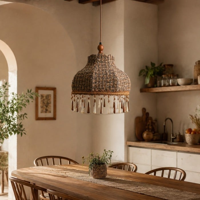 Suspension vintage à franges en tissu HL4435