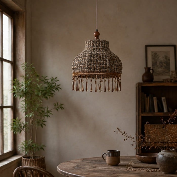 Suspension vintage à franges en tissu HL4435