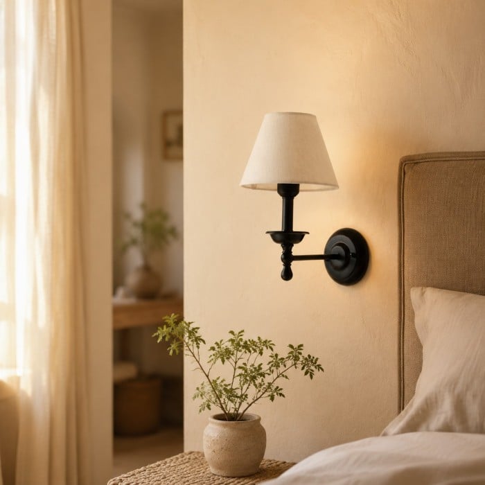 Vintage Fabric Shade Wall Sconce HL4426