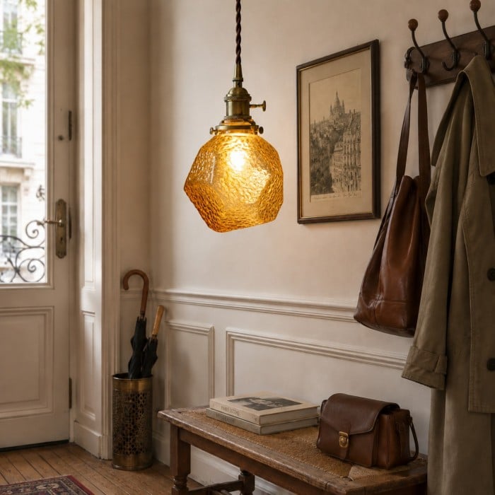 Suspension vintage en verre facetté HL4495