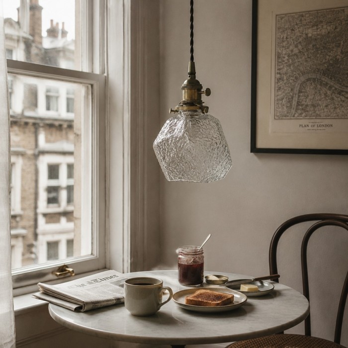 Suspension vintage en verre facetté HL4495