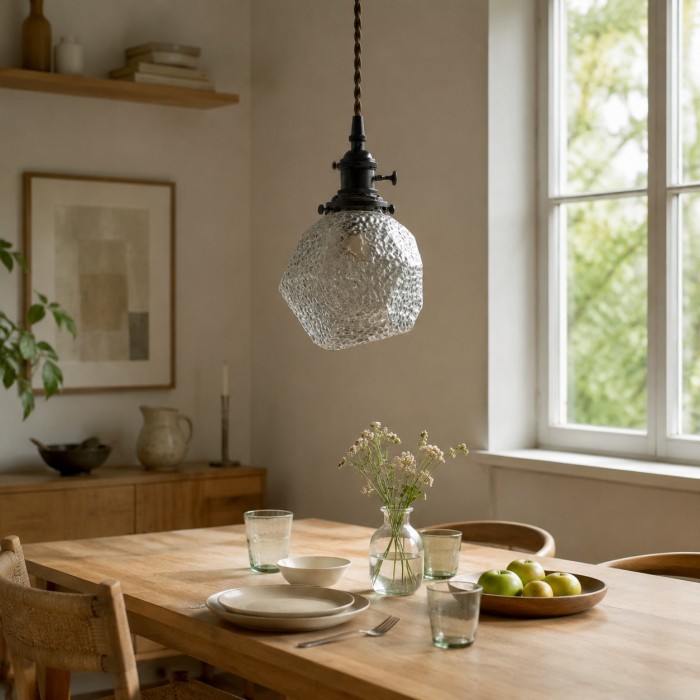Suspension vintage en verre facetté HL4495