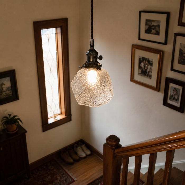 Suspension vintage en verre facetté HL4495