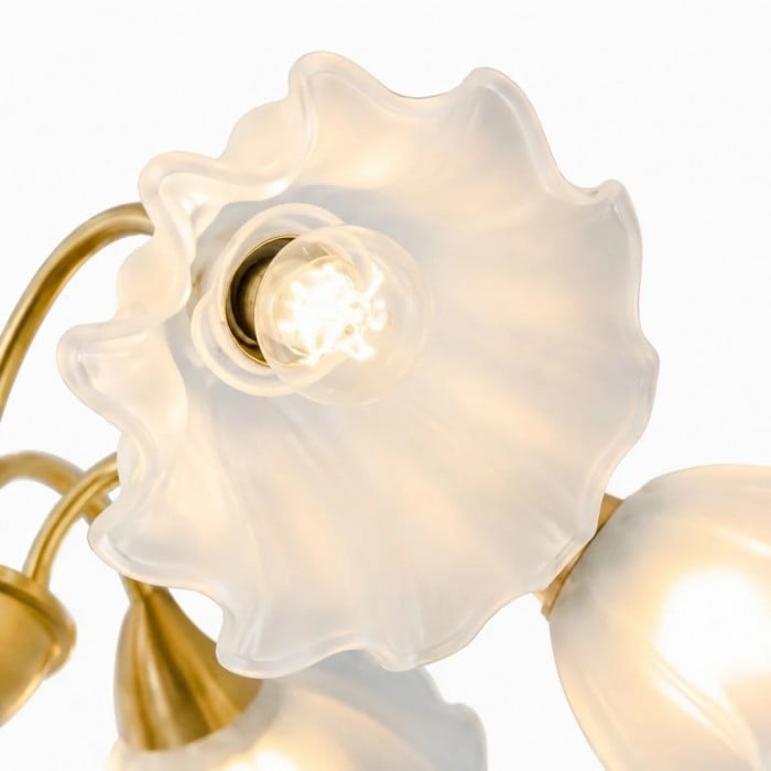Lampadario vintage a petali di vetro con decorazioni floreali HL4213