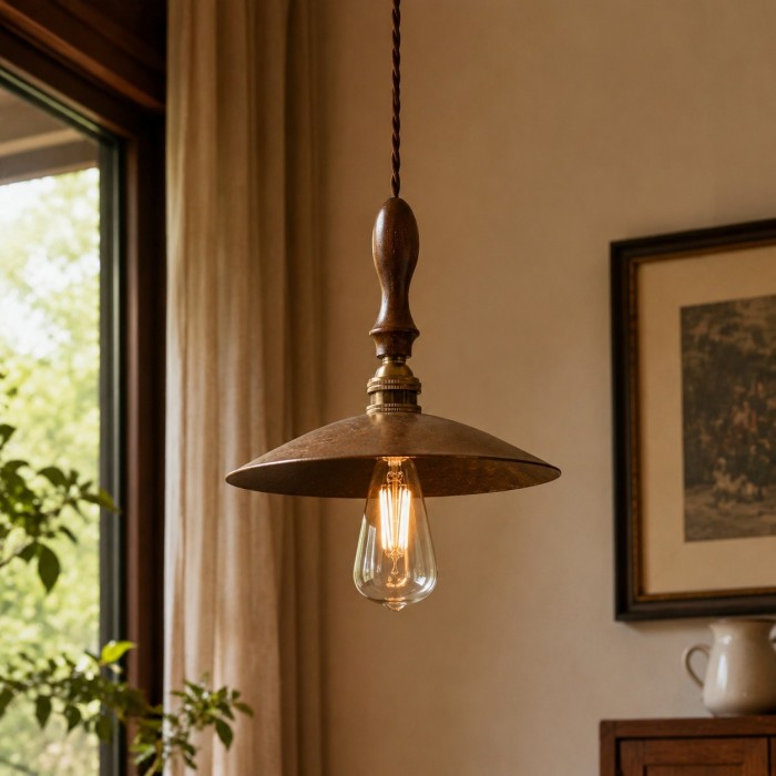 Vintage hanglamp van gehamerd messing HL4529