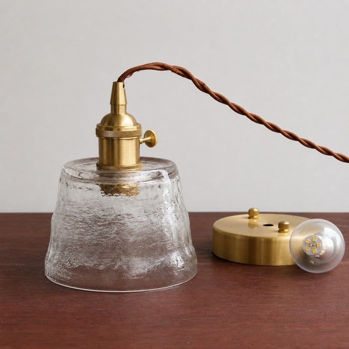 Vintage hanglamp van gehamerd glas HL4287